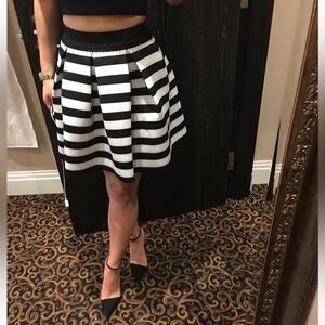 Black and White Striped Women's Skirt
